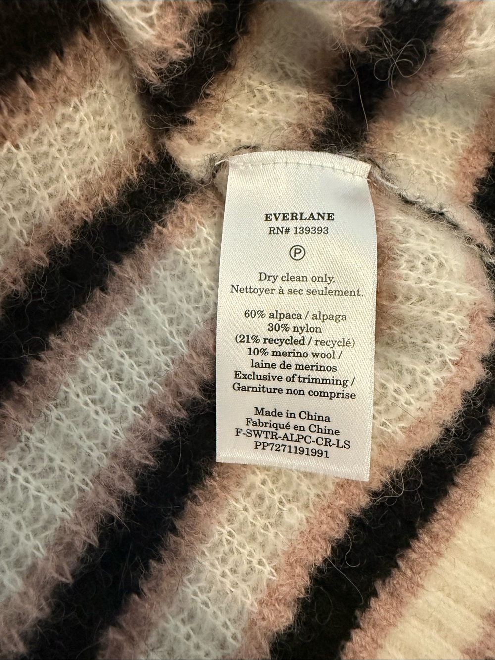 Everlane Women’s Crewneck Striped Sweater - Cream & Black - Picture 3 of 3